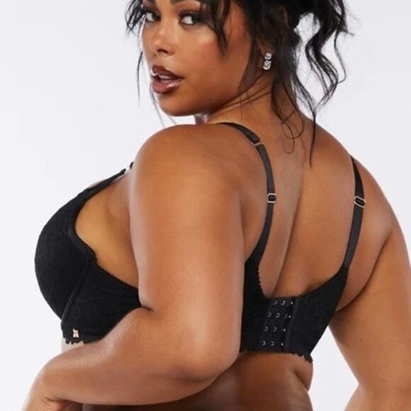 Savage x Fenty Black Lace Not Sorry Lightly Lined Balconette Bra Size 32C - Picture 10 of 15